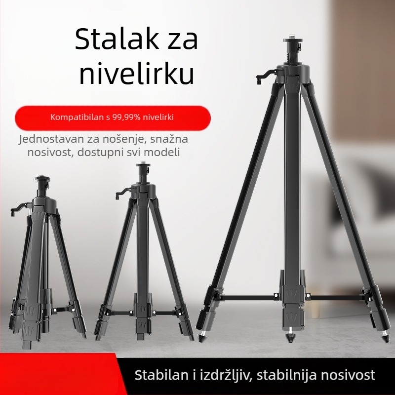 Teleskopni stativ za nivelišu s podiznim štapom, nosač laserskog nivela i infracrvena podrška