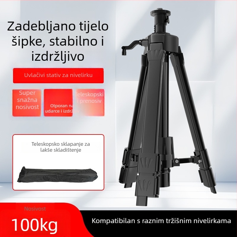 Teleskopni stativ za nivelišu s podiznim štapom, nosač laserskog nivela i infracrvena podrška