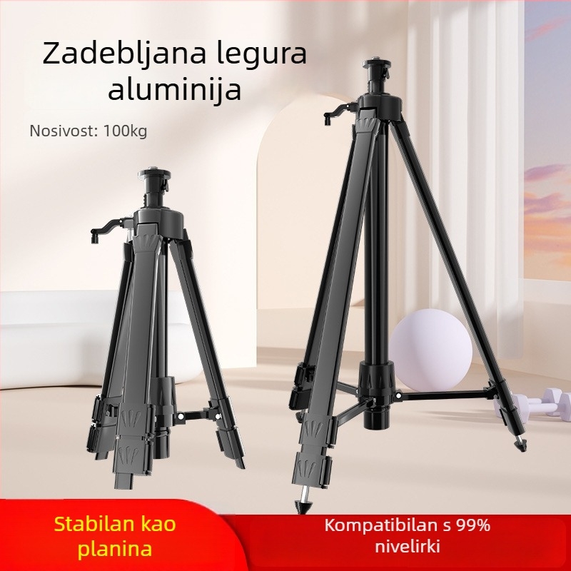 Teleskopni stativ za nivelišu s podiznim štapom, nosač laserskog nivela i infracrvena podrška