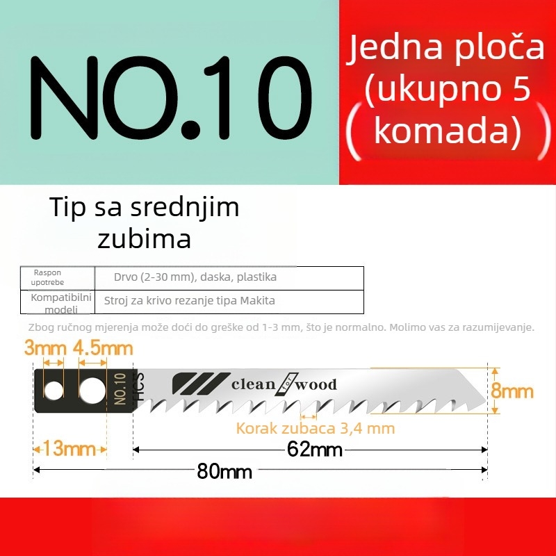 Oštrica za džig-pilu za drvo s produženom dužinom, T244D visoko brzine čelik, 101A0, metalna pločica s otvorom, grubi/srednji/fini zubi.
