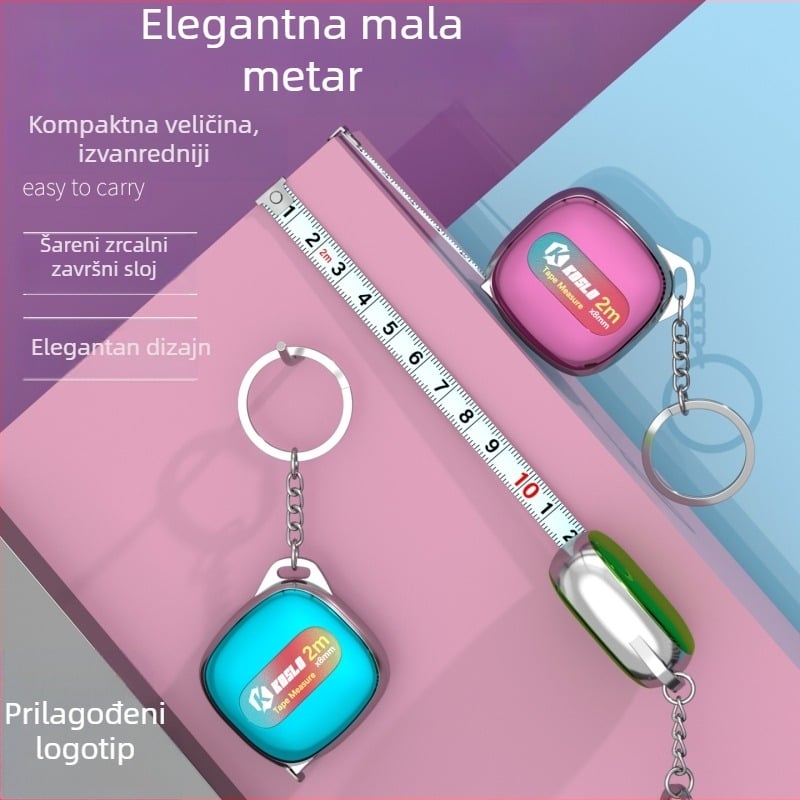 Prilagođeni poklon: Mini mjerač trake 2 m s ABS kućištem, moderni prijenosni čelični mjerač