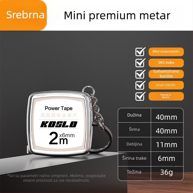 Prilagođeni poklon: Mini mjerač trake 2 m s ABS kućištem, moderni prijenosni čelični mjerač