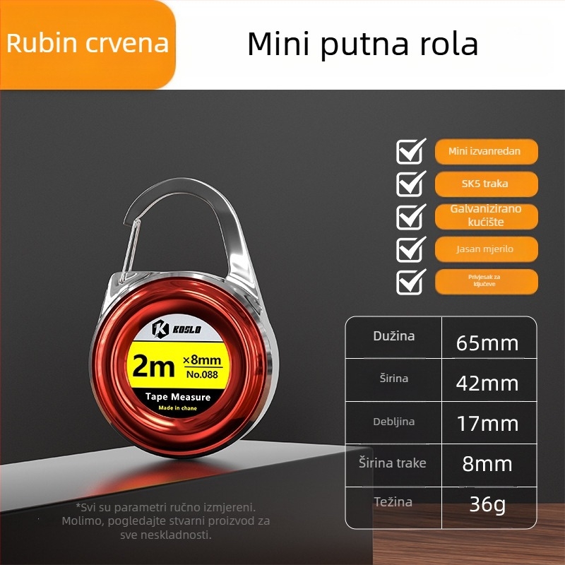 Prilagođeni poklon: Mini mjerač trake 2 m s ABS kućištem, moderni prijenosni čelični mjerač