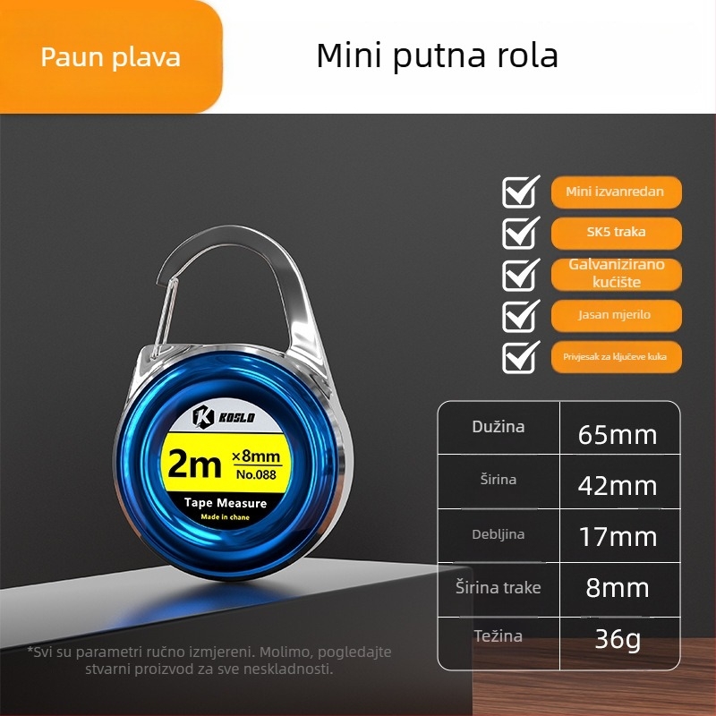 Prilagođeni poklon: Mini mjerač trake 2 m s ABS kućištem, moderni prijenosni čelični mjerač