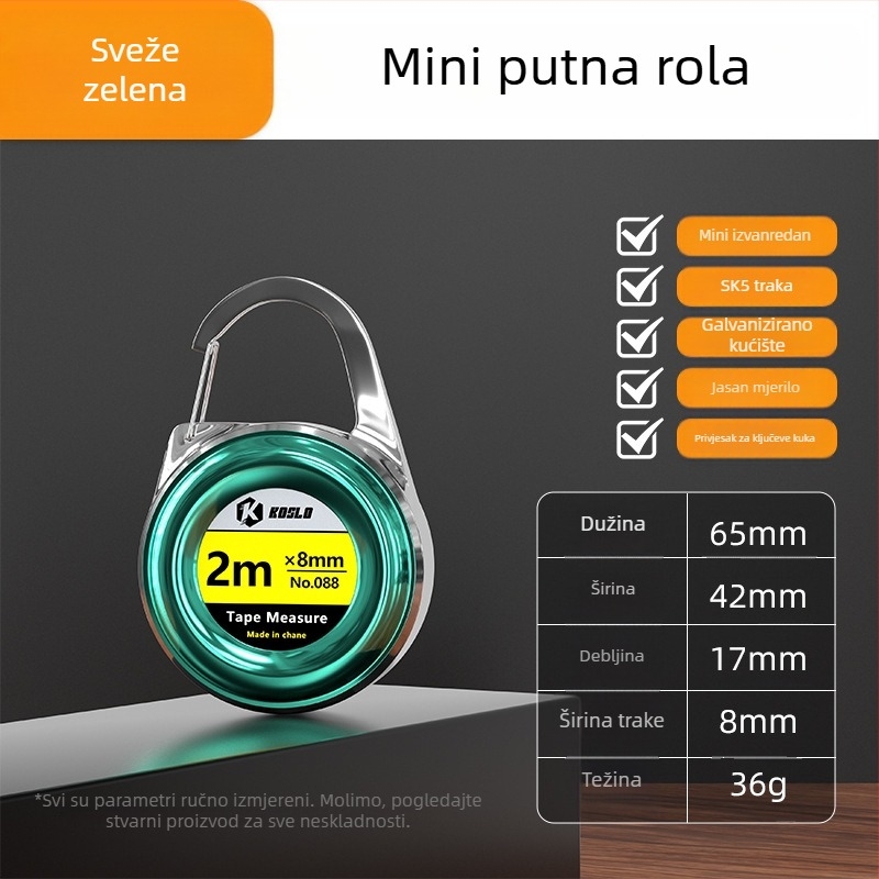 Prilagođeni poklon: Mini mjerač trake 2 m s ABS kućištem, moderni prijenosni čelični mjerač