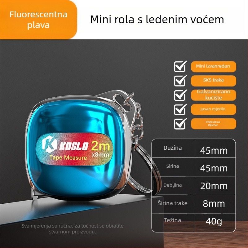 Prilagođeni poklon: Mini mjerač trake 2 m s ABS kućištem, moderni prijenosni čelični mjerač