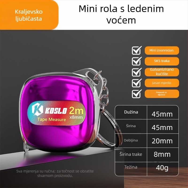 Prilagođeni poklon: Mini mjerač trake 2 m s ABS kućištem, moderni prijenosni čelični mjerač