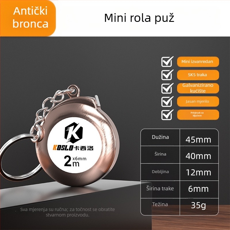 Prilagođeni poklon: Mini mjerač trake 2 m s ABS kućištem, moderni prijenosni čelični mjerač