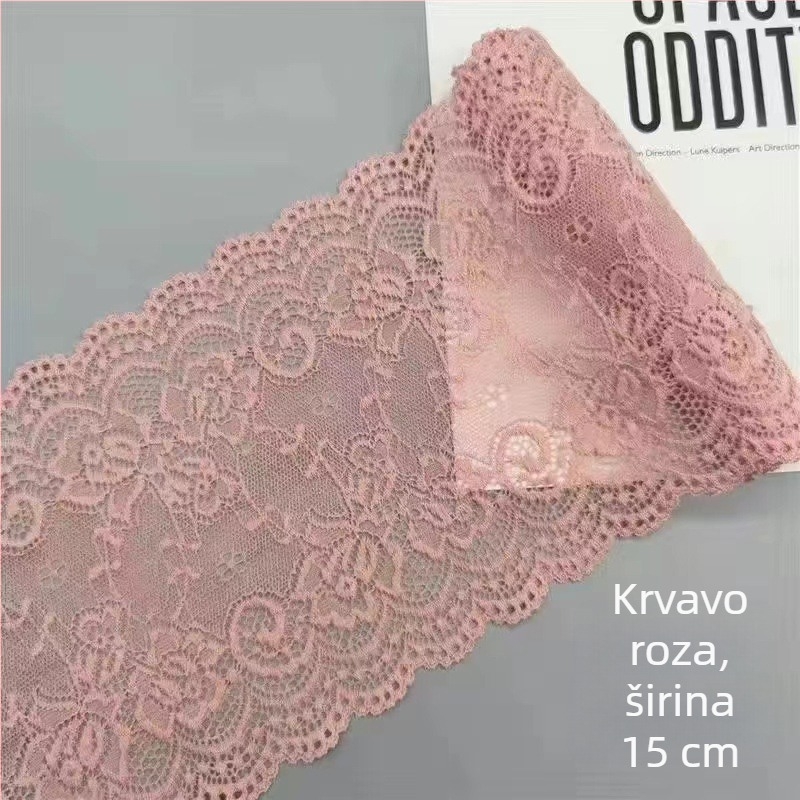 Elastična čipka širine 15 cm, mekana, višebojna, za suknje i odjeću