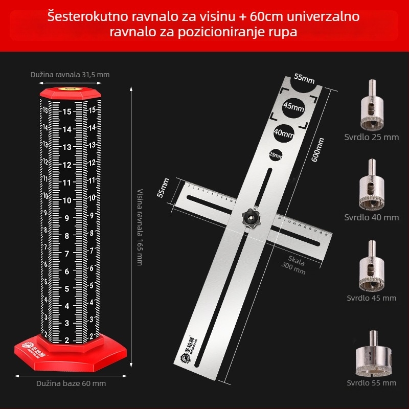 Konturna mjerač za zidare – alat za poravnavanje pločica na podu i nosivih greda na stropu