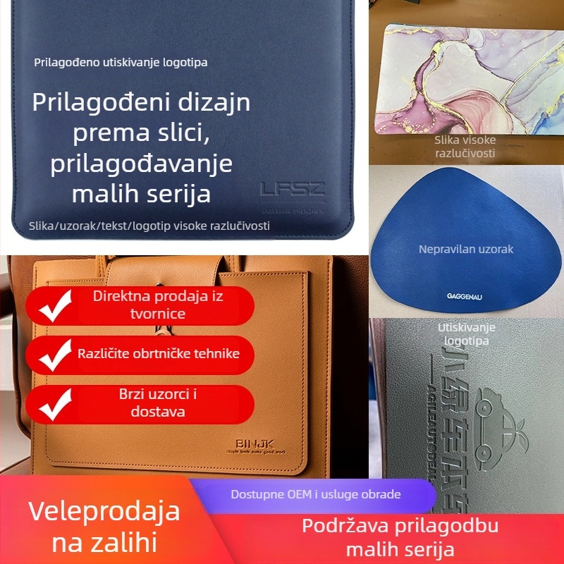 Ekstra velika podložnica za miš za računalo, vodootporna PVC kožna stolna podloga, dvostruka protuklizna površina s logotipom