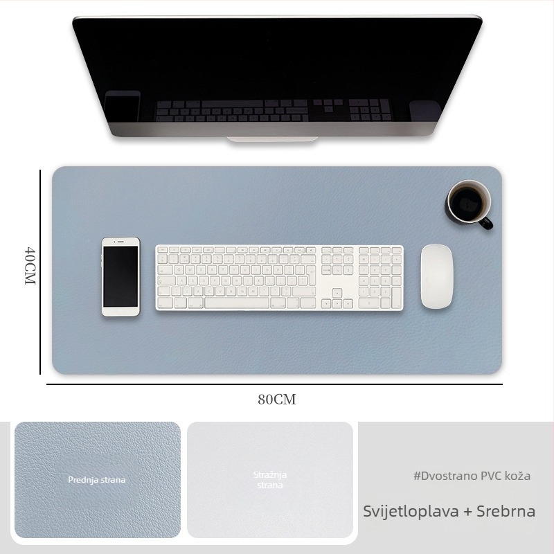 Ekstra velika podložnica za miš za računalo, vodootporna PVC kožna stolna podloga, dvostruka protuklizna površina s logotipom
