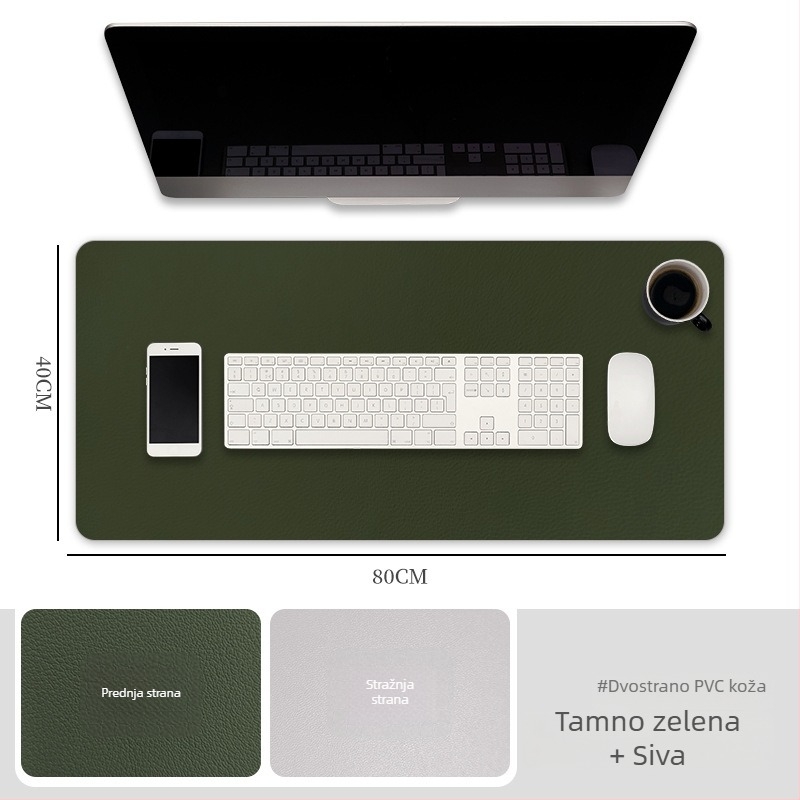 Ekstra velika podložnica za miš za računalo, vodootporna PVC kožna stolna podloga, dvostruka protuklizna površina s logotipom
