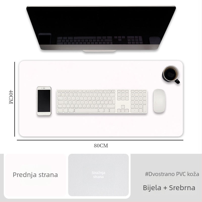 Ekstra velika podložnica za miš za računalo, vodootporna PVC kožna stolna podloga, dvostruka protuklizna površina s logotipom
