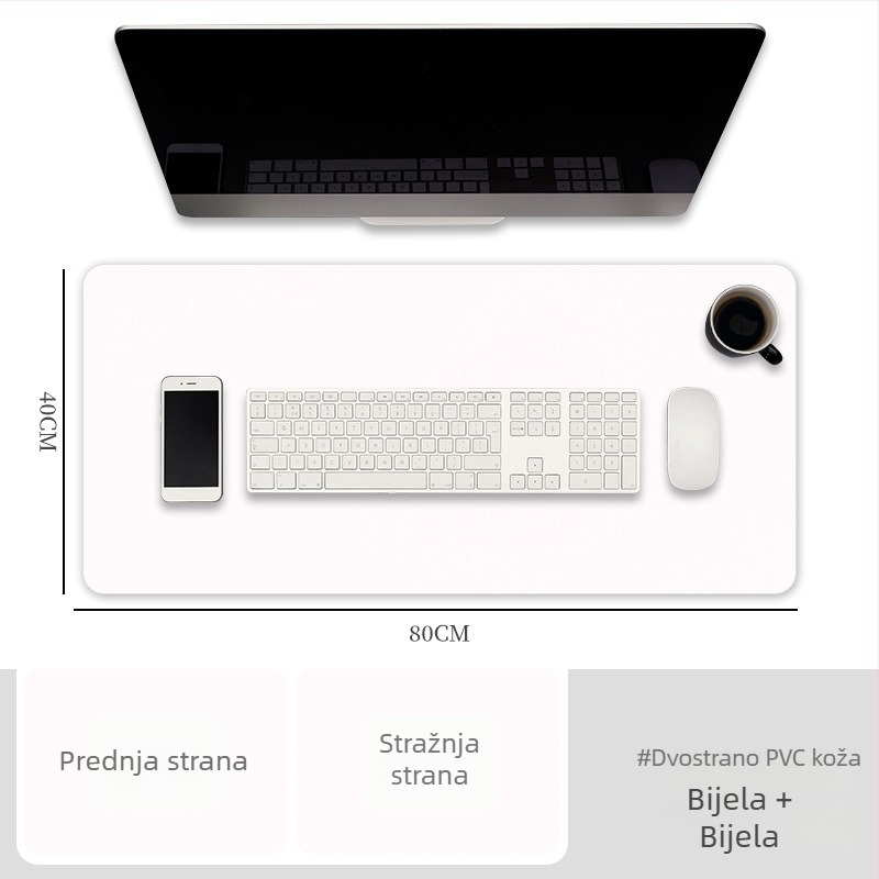 Ekstra velika podložnica za miš za računalo, vodootporna PVC kožna stolna podloga, dvostruka protuklizna površina s logotipom