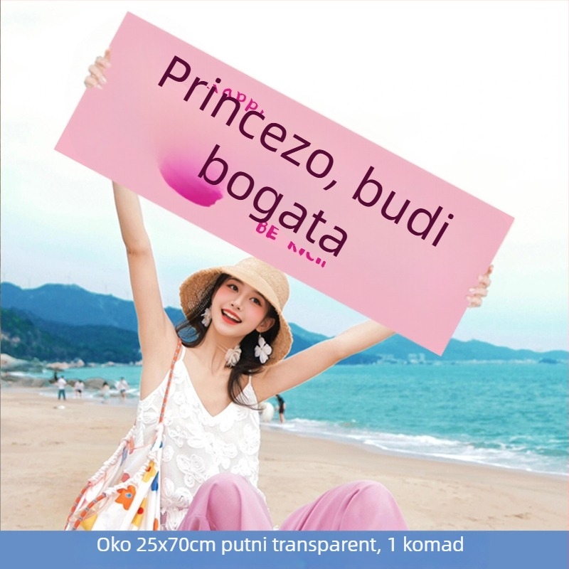 Vanjski kamping — mali ručni banner, moderan rekvizit za fotografije na putovanjima, teambuildingu, planinarenju i uz more