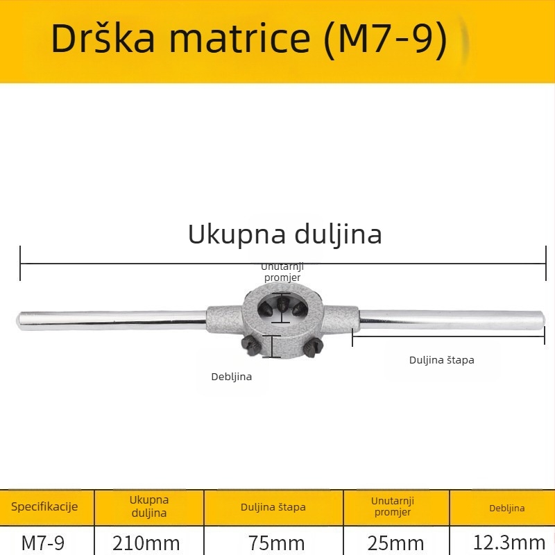 Ručni držač za navoj od legiranog čelika za metrički navoj