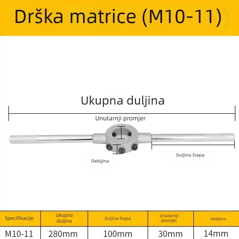 Ručni držač za navoj od legiranog čelika za metrički navoj
