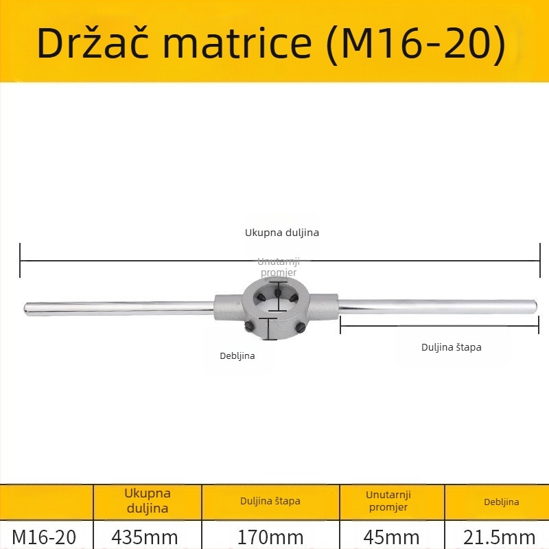 Ručni držač za navoj od legiranog čelika za metrički navoj