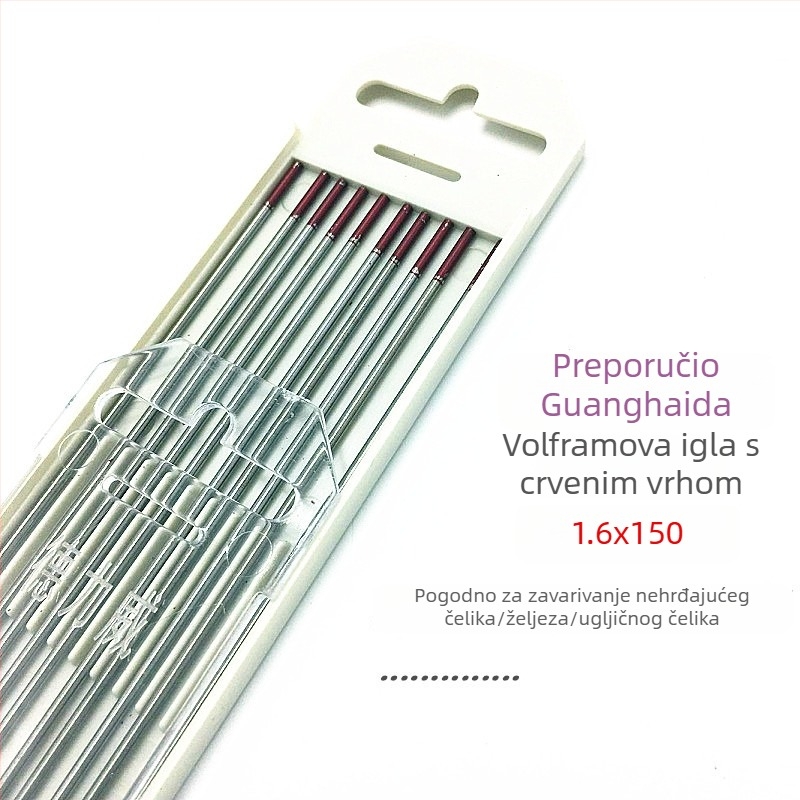 Nehrđajući čelik volframova igličasta elektroda s crvenim vrhom, oprema za zavarivanje, elektroda 1,6 mm, TIG baklja 2,0/2,4 mm
