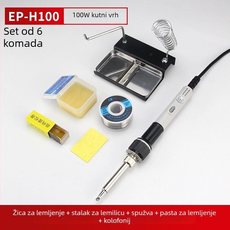 Yellow Flower snažno električno lemilo s podesivom temperaturom, lemilica i zamjenjivi vrhovi: šiljasti, ravni i kosni vrh — 100W/150W/200W