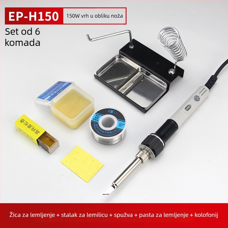 Yellow Flower snažno električno lemilo s podesivom temperaturom, lemilica i zamjenjivi vrhovi: šiljasti, ravni i kosni vrh — 100W/150W/200W