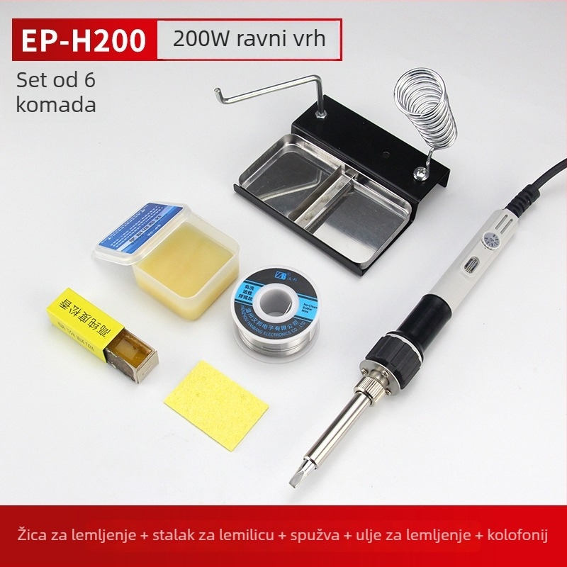 Yellow Flower snažno električno lemilo s podesivom temperaturom, lemilica i zamjenjivi vrhovi: šiljasti, ravni i kosni vrh — 100W/150W/200W