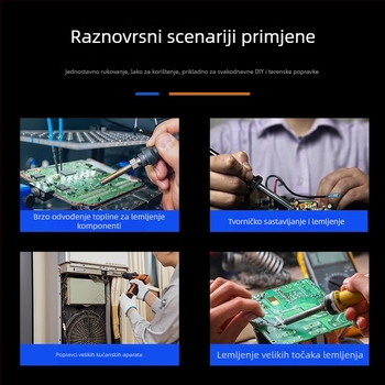 Lemilica s digitalnim prikazom, visoka snaga, podesiva temperatura, dug vijek, 100–200 W, vrh noža i potkovasti vrh, industrijske klase lemilica
