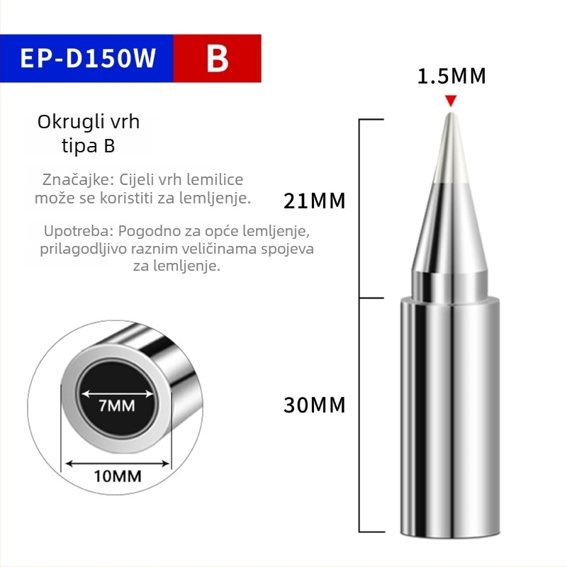 Lemilica s digitalnim prikazom, visoka snaga, podesiva temperatura, dug vijek, 100–200 W, vrh noža i potkovasti vrh, industrijske klase lemilica