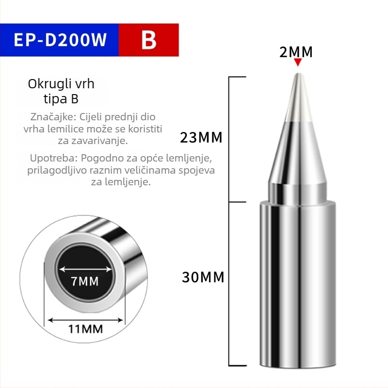 Lemilica s digitalnim prikazom, visoka snaga, podesiva temperatura, dug vijek, 100–200 W, vrh noža i potkovasti vrh, industrijske klase lemilica
