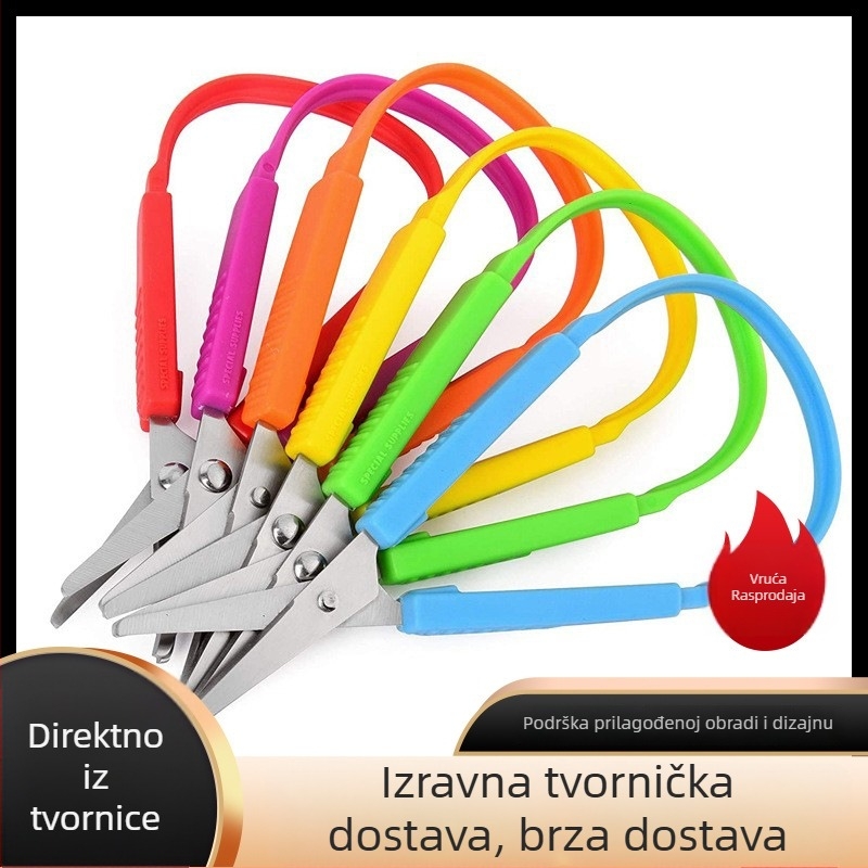 Nerđajući čelik dječje sigurnosne škare s prstenastim oblikom, školske škare za DIY rezanje papira, male ručne škare
