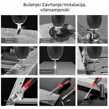 Woshili 12V–21V litij‑ionska bežična bušilica s udarnom funkcijom, ručni odvijač i višenamjenski alat za kućnu upotrebu