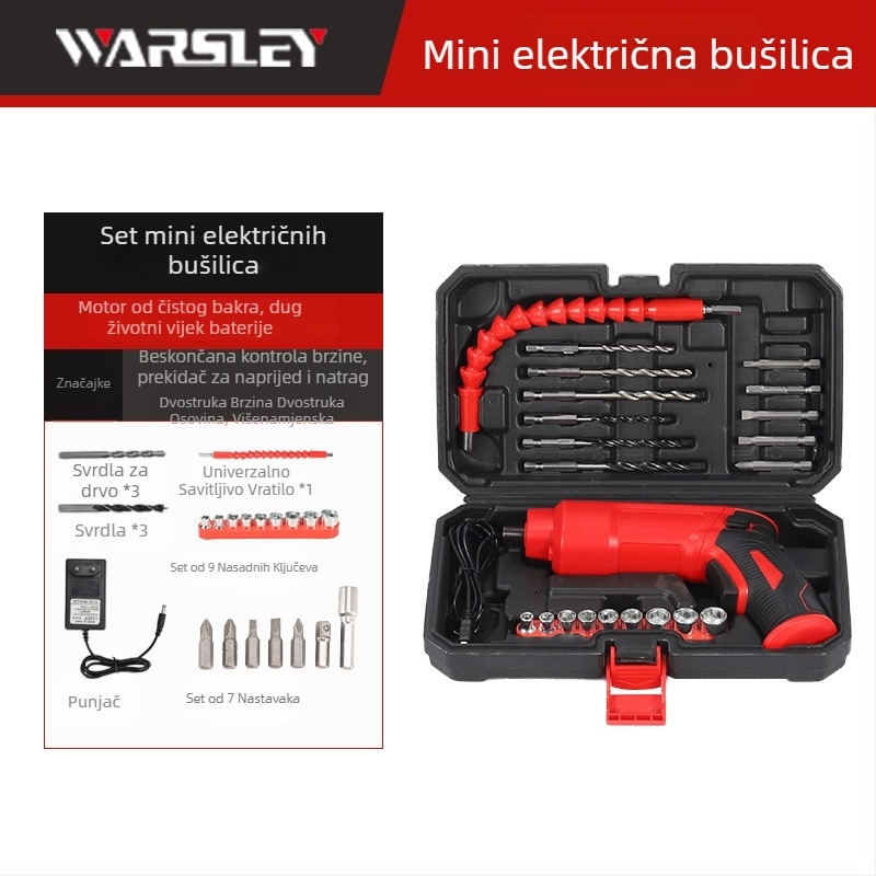 Woshili 12V–21V litij‑ionska bežična bušilica s udarnom funkcijom, ručni odvijač i višenamjenski alat za kućnu upotrebu