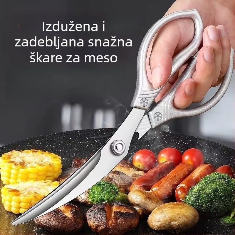 Nehrđajuće čelične kuhinjske škare – teške za kosti piletine, za roštilj, za sirovo i kuhano meso, višefunkcionalne škare za steak