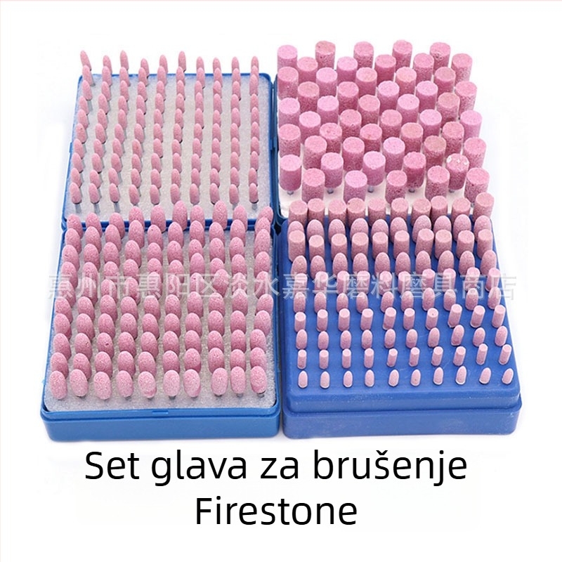 Set polirajućih i brušenih glava s 3 mm osovinom — mala glava za poliranje s crvenim korundom za električnu brusilicu