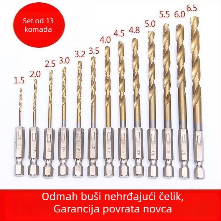 Set bušilica s šesterokutnim držačem od visokou brzini čelika za električnu bušilicu i set brusnih bušilica