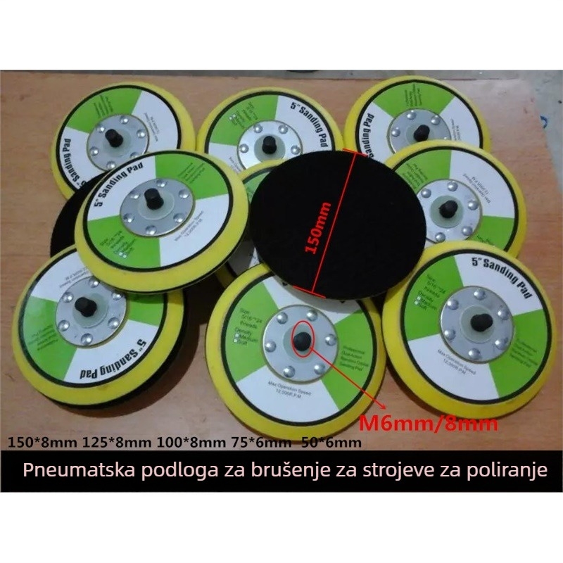 Pneumataska baza brusilice s ljepilnim diskom, promjera 2–6 inča, poliranje i završna površina.