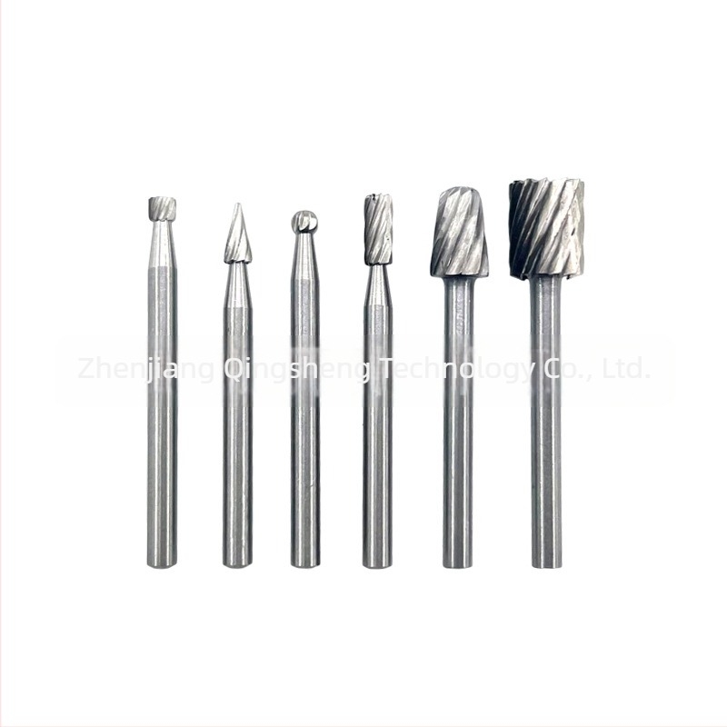 Set od 6 rotirajućih burr-a od visokougljičnog čelika za obradu drva – glave za brušenje i graviranje, posebno oblikovane glave, 3,17 mm osovina