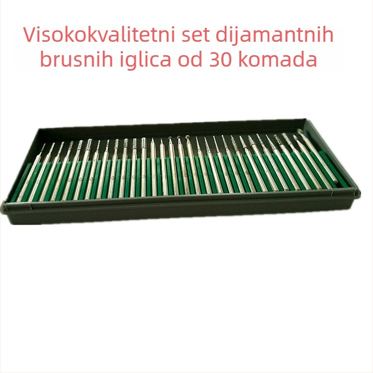 30-djelni set dijamantnih glava za brušenje noktiju, s vretenom 3,0/2,35 mm