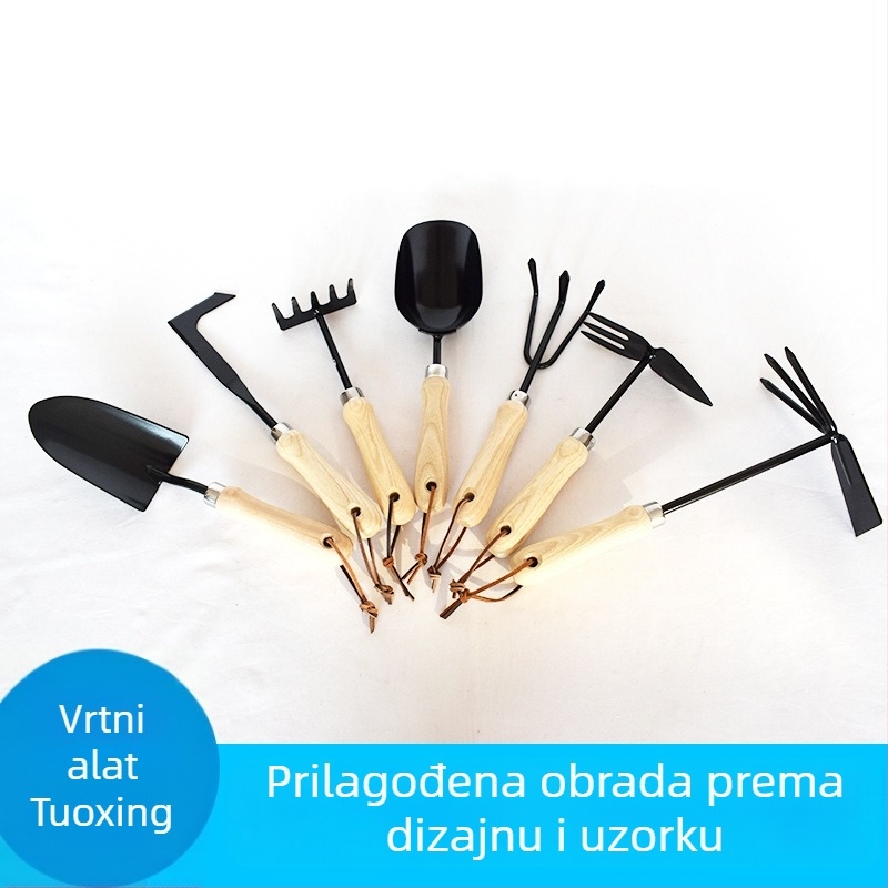 Set alata za vrt: grablje, mini lopata, lopata, vilica i alati za presađivanje u posude