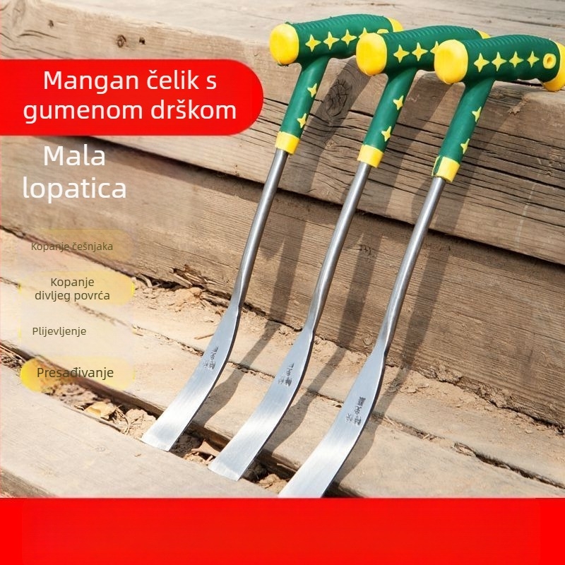 Trodjelni set za vrtlarstvo: mala lopata za češnjak, lopata za divlje povrće, alati za sadnju cvijeća, kopanje tla i plijevljenje, za vanjsku upotrebu.