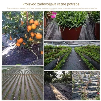 Protuzelena tkanina za staklenike i dvorišta, crni plastični sloj za pokrivanje tla, trodijelni set za poljoprivredu i voćarstvo