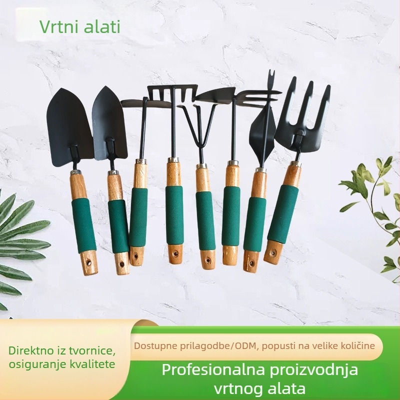 Sedmeročlani set vrtnih alata: lopata, grabica, posude za biljke i oprema za uzgajanje povrća
