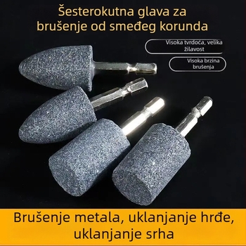 Električna glava za brusilicu, cilindrično konusna glava za poliranje za nokte, smeđi korundni brusni kotač