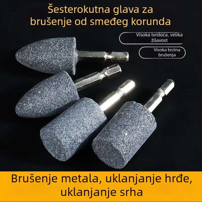 Električna glava za brusilicu, cilindrično konusna glava za poliranje za nokte, smeđi korundni brusni kotač