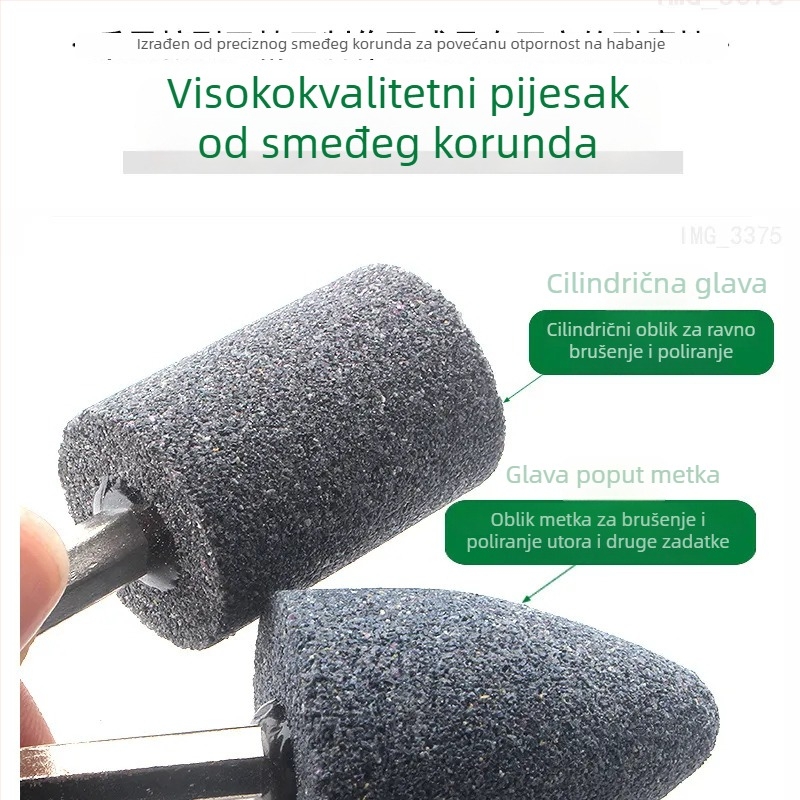 Električna glava za brusilicu, cilindrično konusna glava za poliranje za nokte, smeđi korundni brusni kotač