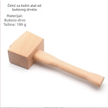 Kožni alati, ručna izrada, DIY — četvrtasti čekić od bukovine, drveni alat za obradu drveta, 245×80×45 mm