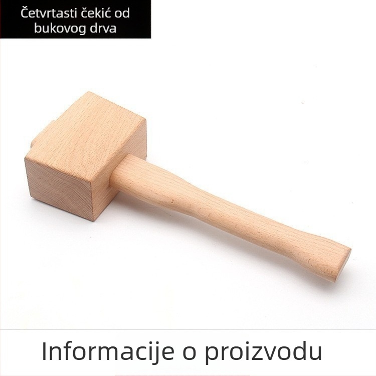 Kožni alati, ručna izrada, DIY — četvrtasti čekić od bukovine, drveni alat za obradu drveta, 245×80×45 mm