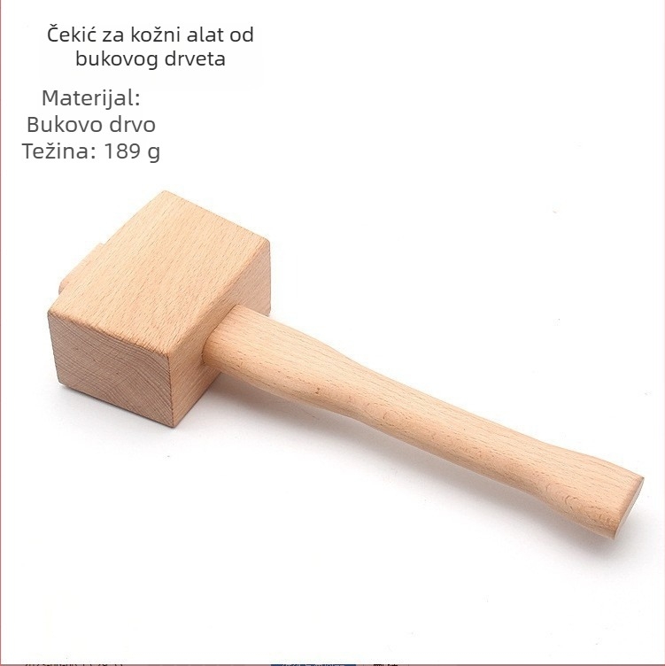 Kožni alati, ručna izrada, DIY — četvrtasti čekić od bukovine, drveni alat za obradu drveta, 245×80×45 mm