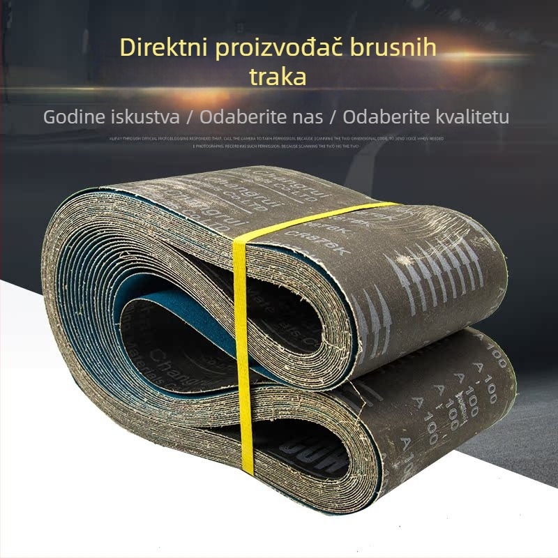 Uspravna abrazivna traka od aluminijeve legure za uklanjanje oštrica, poliranje i brušenje metala uz abrazivnu tkaninu od cirkonij-korunda
